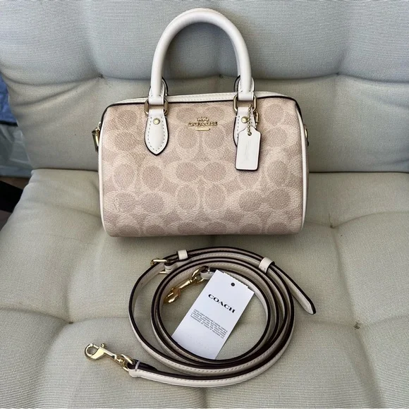 NWT Coach Mini Rowan Crossbody Sand Chalk Signature Canvas Bag CW329 - Picture 5 of 9